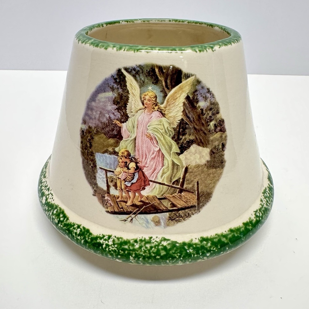 Vintage Guardian Angel Ceramic Candle Shade Topper Boy Girl Bridge